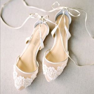 BELLA BELLE bridal flats ivory silk size 9